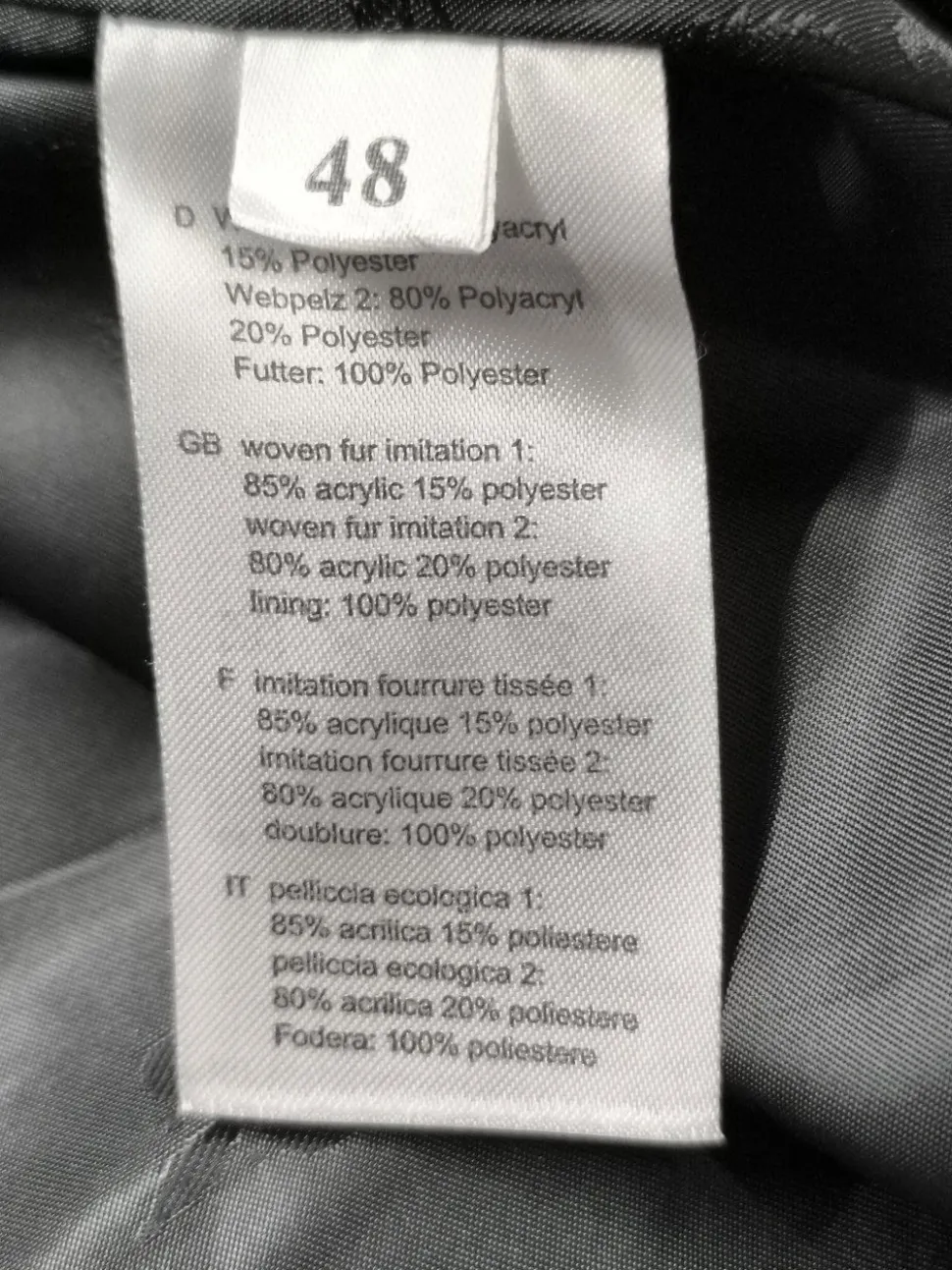 Kunstfelljacke Größe 48